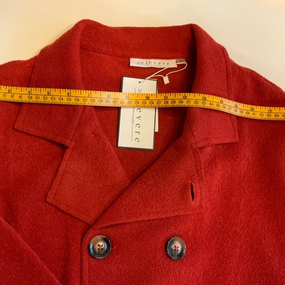 NWT The Elevere Stretch Wool Bouclé Blazer Jacket Women M Unlined Raw Edge RED - Picture 4 of 6